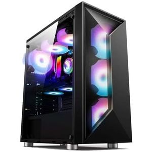 Mid-Tower E-ATX/ATX/M-ATX/ITX Computerbehuizing, Gehard Glazen Paneel Met Raster Voorpaneel, Verticale GPU-beugel Ondersteunt Waterkoeling