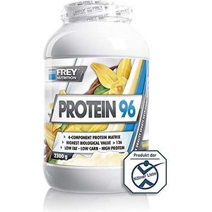 FREY Nutrition PROTEIN 96 (banaan, 2300 g) ideaal voor koolhydraatarme dieetfases en als tussenmaaltijd - hoog caseïne-gehalte - low carb - Made in Germany