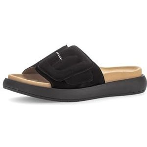 Gabor - Slippers - Zwart - Plateauhak - Klittenbandsluiting