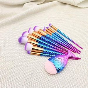 11 schoonheid vis make-up penseel gegradeerde vis tail make-up borstel make-up borstel zeemeermin make-up tool set