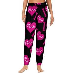 I Love Pink damespyjama, loungebroek, elastische tailleband, nachtkleding, broekje, print