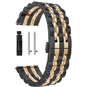 Roestvrijstalen polsbandje geschikt for Samsung Galaxy Watch 3 Lte 4 1mm 45mm band armband pasvorm for versnellingsport / S2 S3 42mm 46mm 20mm 22mm bands (Color : Black Rose Gold, Size : Galaxy Watc