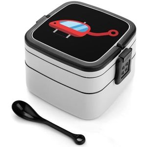 Cartoon Helicopter Bento Box Volwassen Lunchbox Herbruikbare Lunchcontainers met 2 compartimenten voor werk picknick