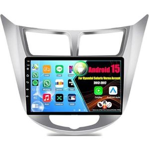 Android 15 Autoradio Voor Hyundai Solaris Verna Accent 2012-2017 met Draadloze Carplay Android Auto, 9 Inch Autoscherm Soporta Bluetooth WIFI GPS FM/RDS(8Core(8+256GB))
