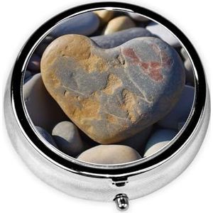 Pillendoos Hart Steen Ronde Pil Case 3 Compartiment Geneeskunde Pil Organizer Leuke Pil Organizer Draagbare Reizen Pillendoos Geneeskunde Vitamine Kabeljauw Leverolie Opbergdoos Unieke Gift Organizer