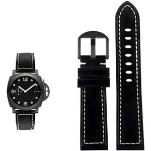 20mm 22mm 24mm 26mm handgemaakte horlogeband geschikt for Tissot geschikt for Seiko geschikt for Citizen Vintage lederen horlogeband band (Color : Black-black, Size : 26mm)