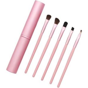 Make-upborstels, Blush Brush, Make-upborstelset, Make-upborstels, Mini draagbaar oog 5-delige make-upborstels Volledige set oogschaduwmake-up for beginners(Pink)