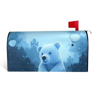 GTKSYNVE Blauwe beer brievenbushoezen magnetische standaardmaat 21 x 18 inch decoratieve brievenbushoezen waterdichte brievenbushoes gepersonaliseerde brievenbushoezen voor tuin buitendecoratie