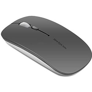 Uiosmuph Q5 Draadloze Muis, 2,4 GHz USB oplaadbaar muis met USB nano-ontvanger slanke stille gamingmuis voor Windows PC laptop Mac MacBook- grijs