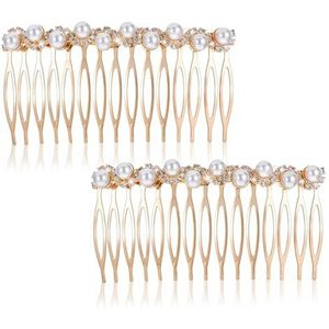 Shaorangrang Haarkam accessoires, decoratieve haarkam voor vrouwen, gouden parels haarkam met strasssteentjes, decoratieve haarkam voor vrouwen