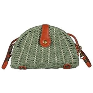 Mode Vrouwen Handtassen Rotan Rieten Stro Geweven Crossbody Schouder Strand Tas, Groen