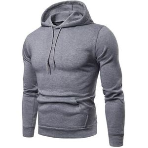 TANGLI Heren Fleece Hoodie Trui Casual Hoody Effen Kleur Trekkoord Sweatshirt met Kanga Pocket Super Zachte Heren Hoodies Geschikt voor Gym & Vrijetijdskleding | Katoen Rijk, Comfort Fit Hoodies, A-Grijs, L