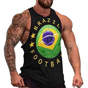 Brazilië Vlag Voetbal Logo Mannen Tank Top Grafische Mouwloze Bodybuilding Tees Casual Strand T-Shirt Grappige Gym Spier
