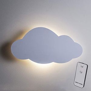 Lights4fun Set van 2 LED wolken slaapkamer nachtlampje warm wit batterij aangedreven lamp kinderkamer decoratieve wandlamp kinderkamer wanddecoratie nachtlamp kinderkamer nachtlampje