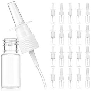 LFWZRY Neusspuitfles, 20 stuks, navulbare fles voor neusreiniging, doorzichtige lege neusnevelsproeier, rhinitisverzorging, draagbare plastic container voor thuis en op reis (10 ml)