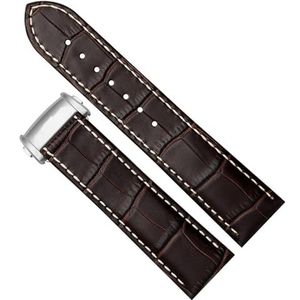 dayeer Koeienhuid lederen horlogeband voor Hamilton Khaki Aviation Classic Series horlogeband met vouwgesp herenarmband (Color : Brown 02-silver B, Size : 20mm)