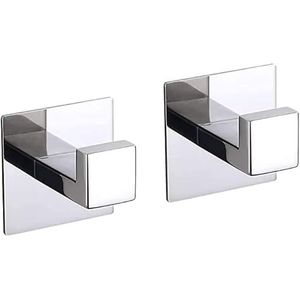 Handdoekhaken, zelfklevend, zonder boren, 2 stuks, roestvrij staal, wandhaken, handdoekhaken, ideaal voor keuken, badkamer, handdoekhouder, slaapkamer, chroom