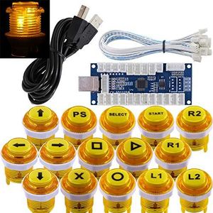 SJ@JX Arcade Game Stick DIY Kit LED Buttons Cherry MX Microswitch Lamp Controller USB Encoder Gamepad Cable for Hit Box PC PS3 MAME Raspberry Pi