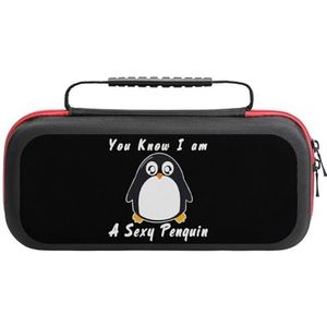You Know I'm A Penguin Compatibel met Switch Draagtas Reizen Beschermhoes Pouch met 20 Game Accessoires One Size