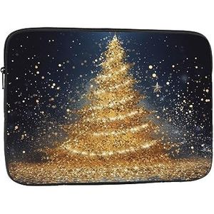 Laptophoes gouden glitter kerstboom slanke laptophoes duurzame aktetas schokbestendig beschermend notebookhoesje 33 inch