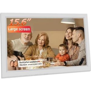 15,6 Inch Digitale Fotolijst WiFi Smart Digitale Fotolijst 32 GB Opslag IPS FHD Touch Groot Scherm Automatisch Roteren Eenvoudig delen(15.6inch-White)