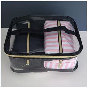 Make-up opbergdoos PVC Transparante make-up tas Organizer Travel Toilettas Set Pink Beauty Case make-up geval Schoonheidsspecialist Vanity Necessaire Trip Make-up Organizer-doos (Size : 3Pcs-A1)