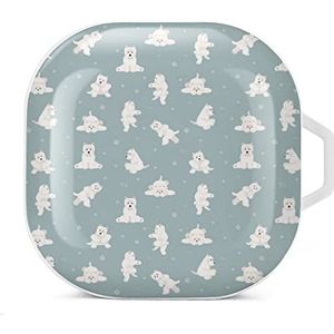 Westie hond oordopjes hoesje compatibel met Samsung hard shell beschermhoes wit stijl