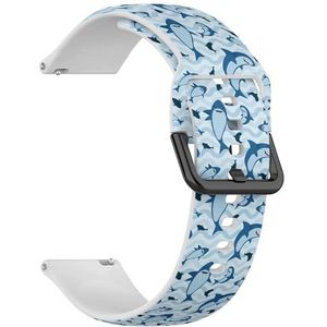 RYANUKA Compatibel met Ticwatch Pro 3 Ultra GPS/Pro 3 GPS/Pro 4G LTE / E2 / S2 (Shark Blue Colored Waves) 22 mm zachte siliconen sportband armband armband, Siliconen, Geen edelsteen