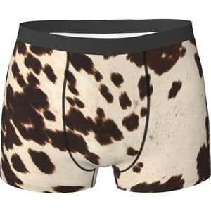 ZJYAGZX Bruine boxershort met koeienhuidprint voor heren - comfortabele onderbroek voor heren, ademend, vochtafvoerend, Zwart, XL