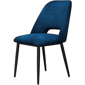 GEIRONV 1 stks moderne fluwelen eetkamerstoelen, zacht kussen tafelstoel metalen poten make-up stoel nordic vrije tijd rugleuning koffiestoel Eetstoelen (Color : Blue, Size : 43x46x81cm)