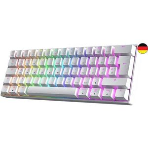 GK61 Hot-swap mechanisch gamingtoetsenbord - 62 toetsen meerkleurige RGB LED-achtergrondverlichting voor pc/Mac-speler - ISO Duitse lay-out (Gateron optisch bruin, wit)