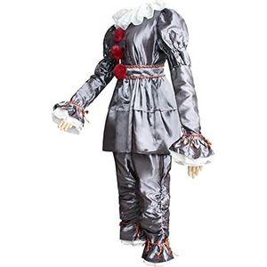 Baogao Halloween Pennywise-kostuum, clownskostuum, It-cosplay-outfit, Halloween cosplay, griezelige clown, voor volwassenen/mannen/vrouwen, deluxe kostuum, S-3XL