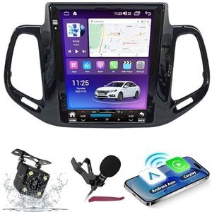 Android 14 Autoradio Navi voor J-eep Compass (2016-2018) 9.7 ""Vertical Screen Multimedia Player met Wireless Carplay GPS Navigation Bluetooth 5.0 HIFI FM Radio 5G-WiFi SWC MIC,M120s