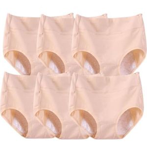 Grote maat katoenen lekvrije menstruatieondergoed met hoge taille, katoenen ondergoed met hoge taille voor dames (3XL,C-6PCS)