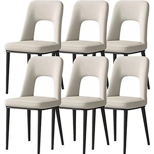 GEIRONV Moderne eetkamerstoelen set van 6, koolstofstalen poten kantoor lounge keuken slaapkamer stoelen gestoffeerde vrije tijd bijzetstoelen Eetstoelen (Color : Beige gray, Size : 40x48x85cm)