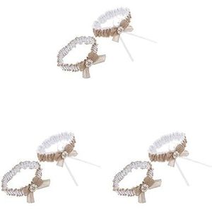 3 set van 2 stuks dames kant bloem been jarretelgordel ringen bruin, 33 cm