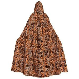 XTYGETY Tijger Strepen Oranje Patroon Halloween Kerst Mantel Hooded Unisex Vampier Wizard Gewaad Middeleeuwse Cape Ranger Mantel