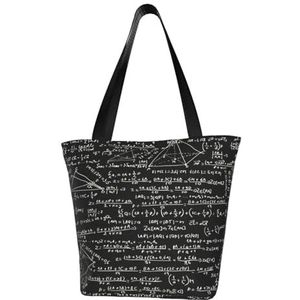 BeNtli Schoudertas, canvas draagtas grote tas vrouwen casual handtas herbruikbare boodschappentassen, wiskundige formule, zoals afgebeeld, Eén maat