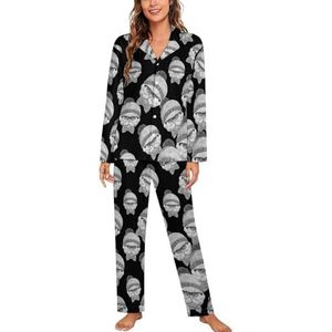 Leuke Kat Gezicht Lange Mouw Pyjama Sets Voor Vrouwen Klassieke Nachtkleding Nachtkleding Zachte Pjs Lounge Sets