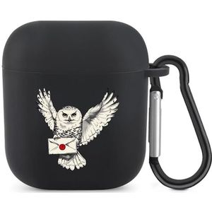 Sneeuwuil Messenger Leuke Case voor AirPods 2 & 1 Schokbestendige Beschermende Hoofdtelefoon Gevallen Cover Met Sleutelhanger Voor Mannen Vrouwen