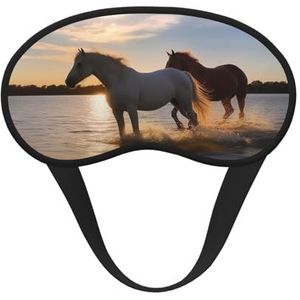 Sunsets Lake Horses Slaapmasker voor Vrouwen Meisjes Mannen Zacht Comfortabel Oogmasker met Verstelbare Riem Verduisterende Oogslaap Schaduw Cover voor Reizen Yoga Dutje Werk