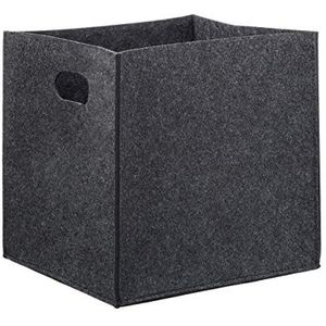 Relaxdays 4x houtmand vierkant - vilt - haardhout mand - opbergdoos - 30 x 30 x 30 cm
