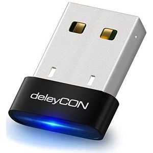 deleyCON USB Bluetooth Adapter Stick - Bluetooth 4.0 Technologie - Plug & Play - EDR Modus tot 3MBit/s - Windows 10 Compatibel - tot 10m Bereik - Zwart