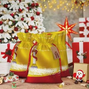 Kerst Trekkoord Gift Bags Spanje Vlag Gedrukt Xmas Wrapping Bag Herbruikbare Kerst Goody Bags voor Cadeaus Kerstvakantie Party Decor