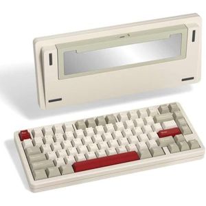 QPSJXN 81 Key Cream Green 3-in-1 aluminium pakking mechanisch toetsenbord Hot Swap Swap draadloos toetsenbord voor pc (beige)