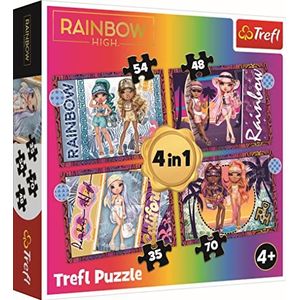 Trefl - Rainbow High, Modieuze poppen - Puzzel 4in1, 4 puzzels, van 35 tot 70 Elementen - Kleurrijke Puzzels met Sprookjesfiguren Rainbow High, Entertainment, voor kinderen vanaf 4 jaar