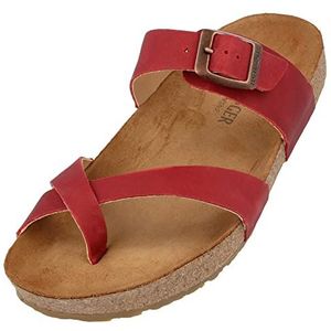 HAFLINGER Bio Juno leren sandaal kurken voetbed unisex, Rood Country, 42 EU
