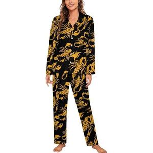 Emperor Scorpion Pyjama met lange mouwen voor dames, klassieke nachtkleding, nachtkleding, zachte pyjamasets