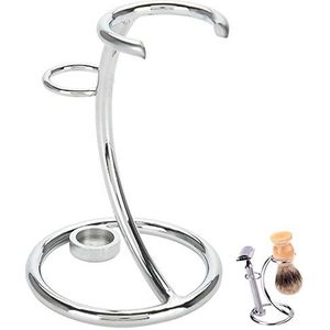 Roestvrijstalen Scheerkwaststandaard Scheerkwaststandaard Draagbaar Scheermesje en Borstelhouder 2-in-1 Scheermeshouder Gebogen Ontwerp voor Thuisreizen Scheergereedschapsset voor Mannen Opslaghouder