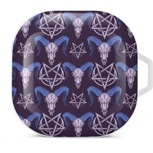 Geit Satan Baphomet Oordopjes Hoesje Compatibel met Samsung Hard Shell Beschermhoes Wit-Stijl